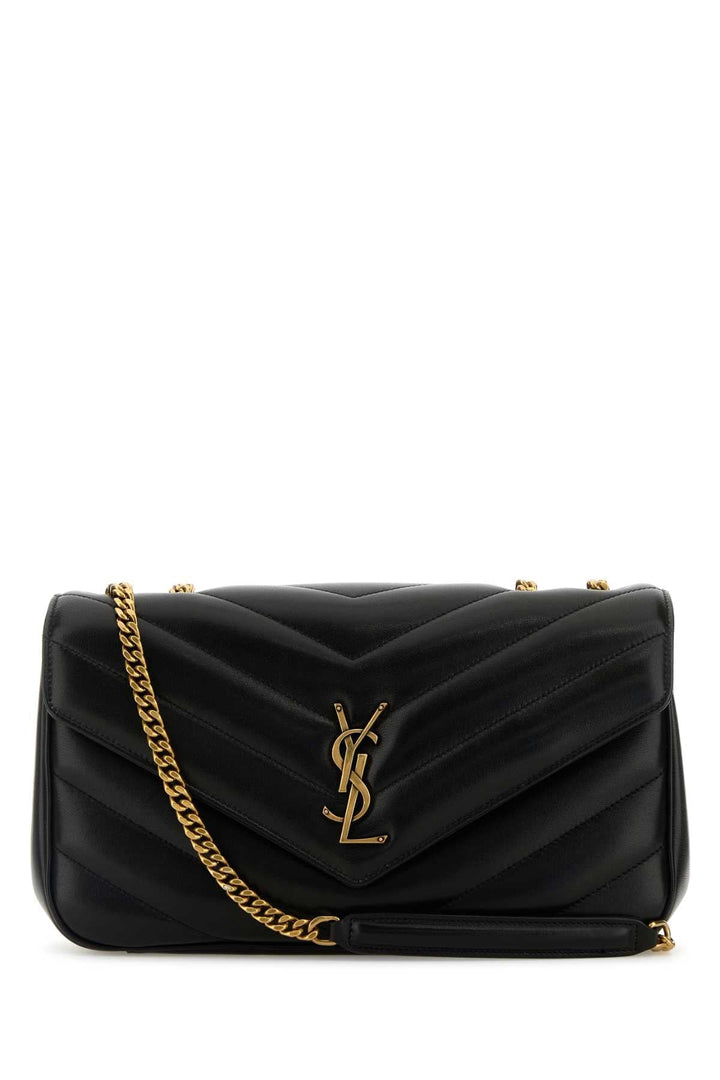 Saint Laurent Women Black Leather Medium Loulou Shoulder Bag