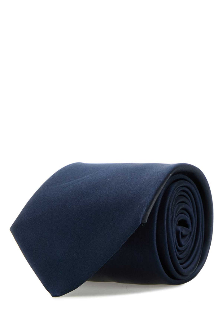 Saint Laurent Men Navy Blue Satin Tie