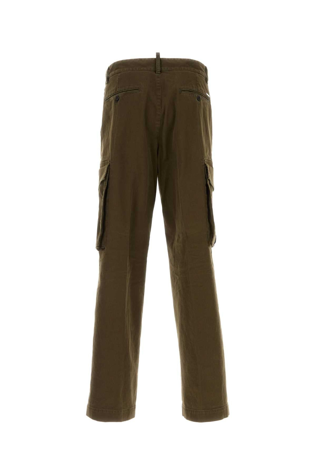 Dsquared Men Olive Green Stretch Cotton Loose Cargo Pant