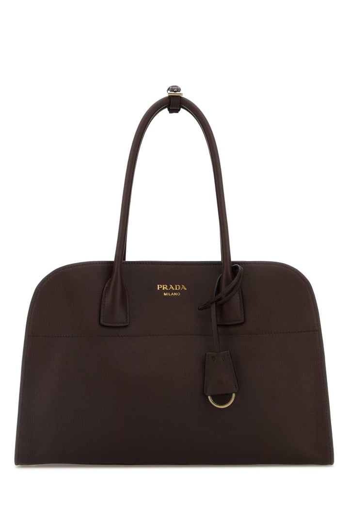 Prada Women Aubergine Leather Medium Shopping Bag
