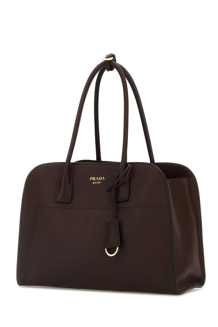Prada Women Aubergine Leather Medium Shopping Bag