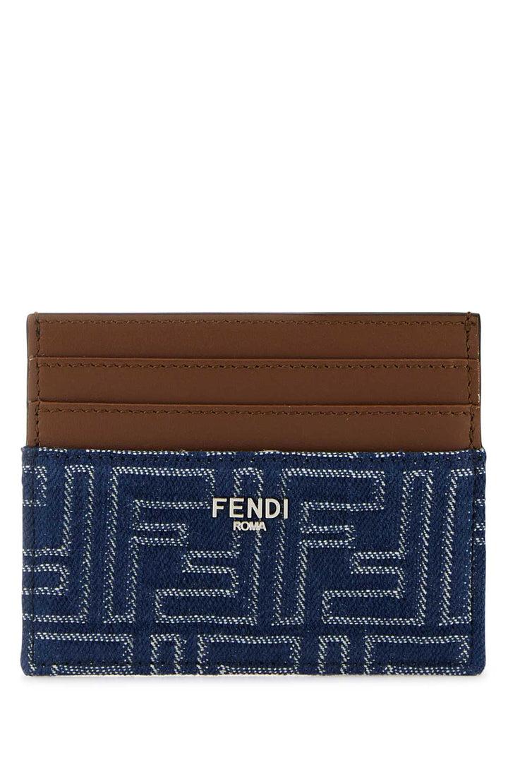 Fendi Men Embroidered Denim Card Holder