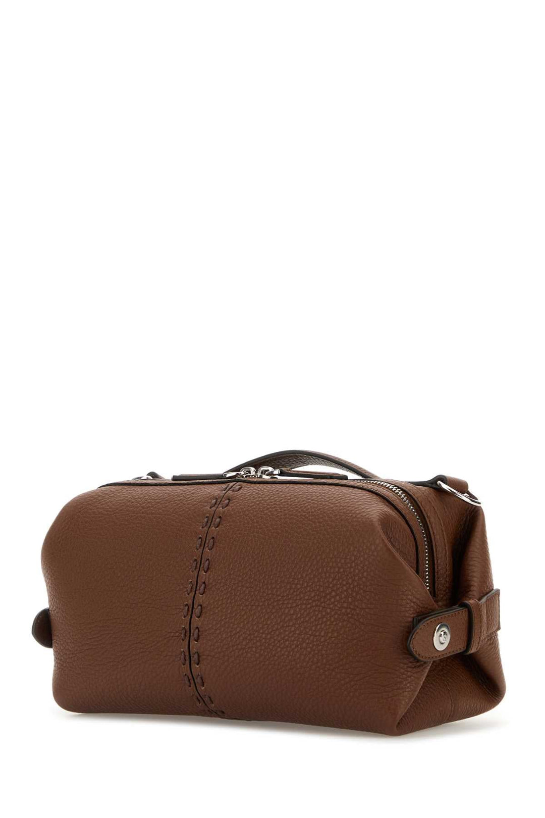 Fendi Men Brown Leather Small Fendi Siesta Ff Selleria Handbag
