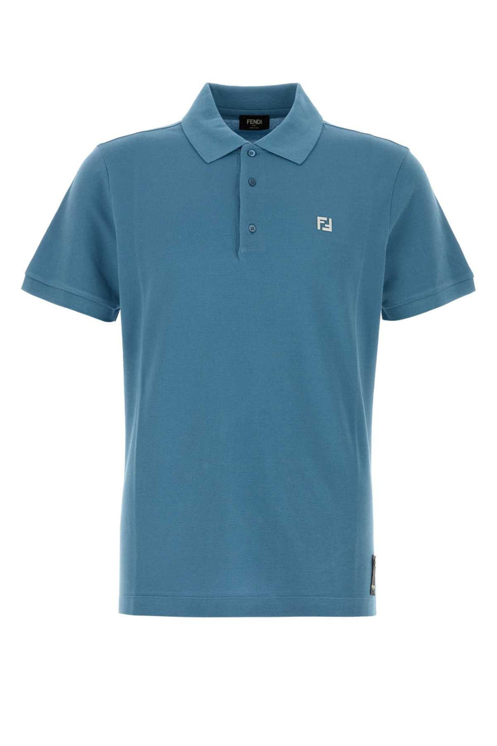 Fendi Men Air Force Blue Piquet Polo Shirt