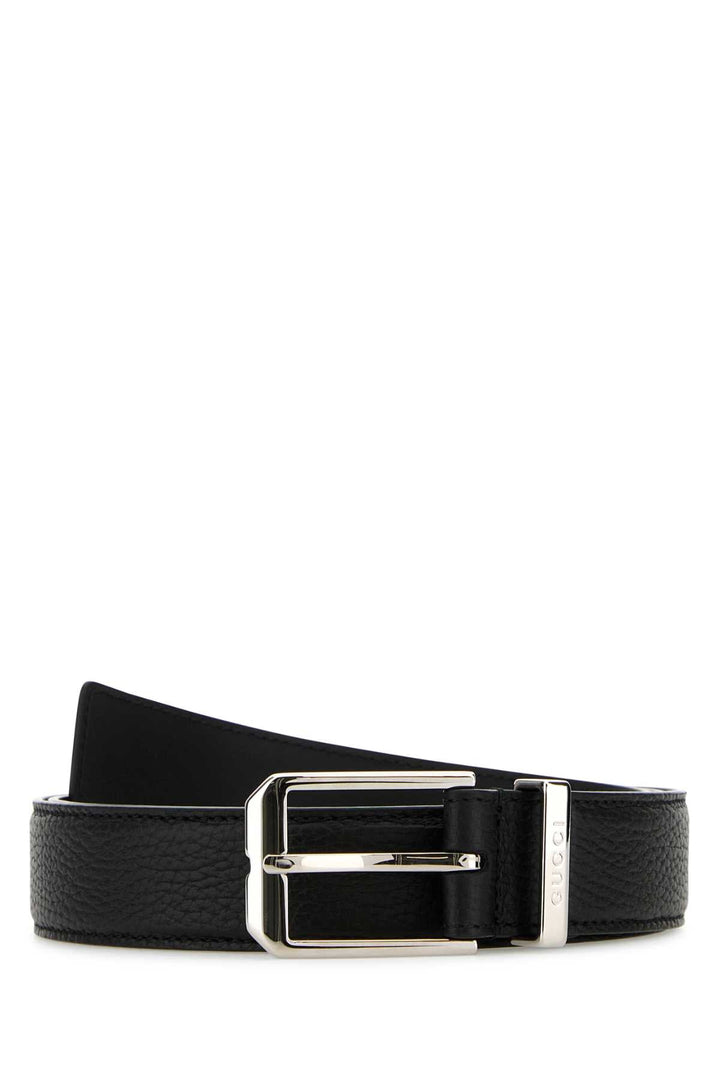 Gucci Men Black Leather Belt