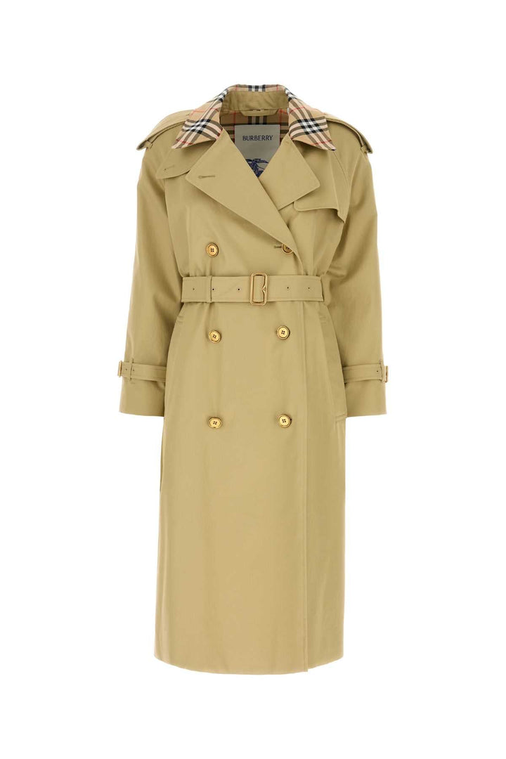 Burberry Women Sage Green Gabardine Trench Coat