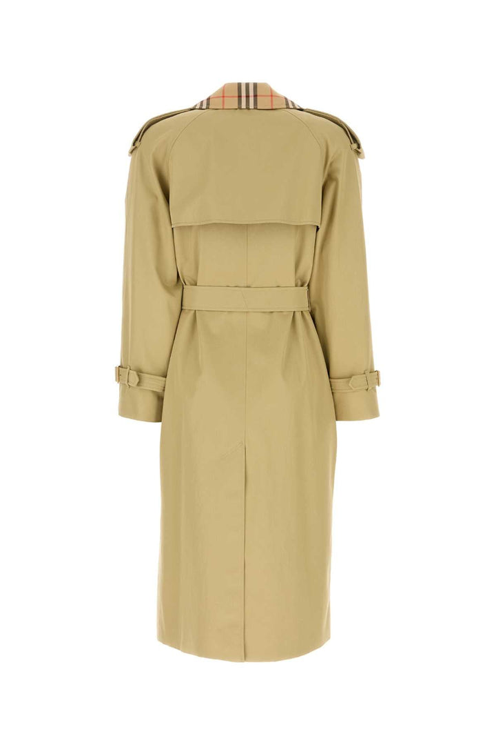 Burberry Women Sage Green Gabardine Trench Coat