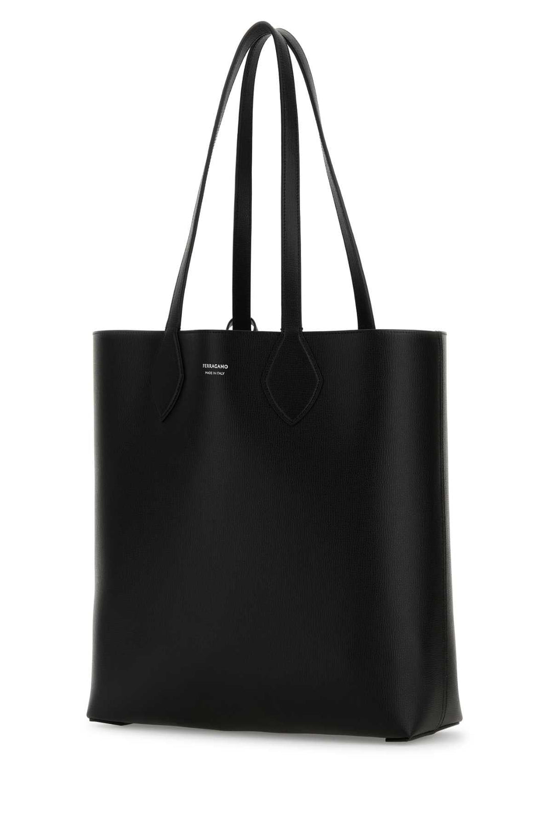 Salvatore Ferragamo Men Black Leather Allover Shopping Bag