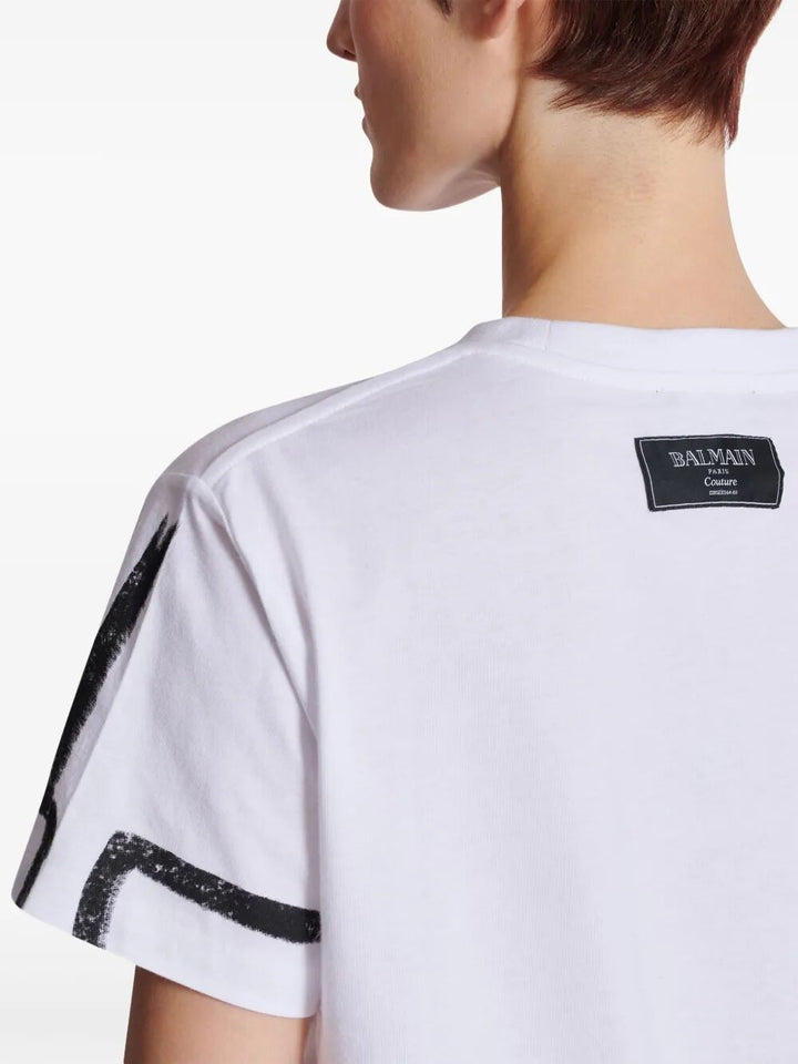 Balmain Women Sl Writing Printed T-Shirt