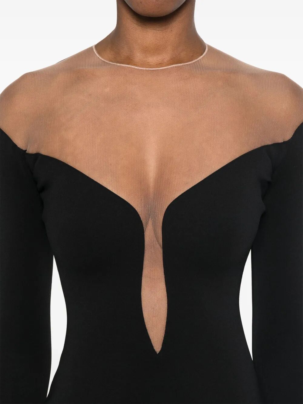 Mugler Women Deep Neck Fit Midi Dress