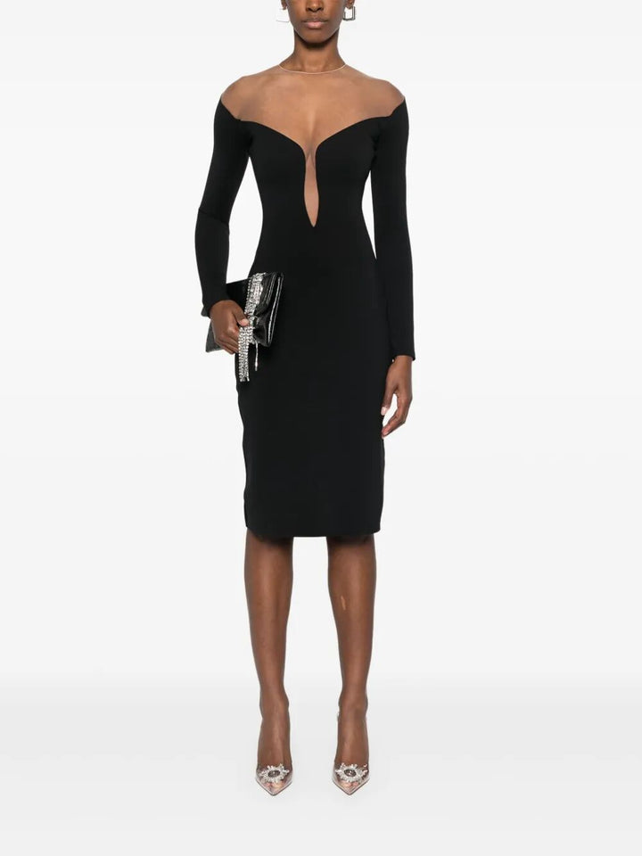 Mugler Women Deep Neck Fit Midi Dress