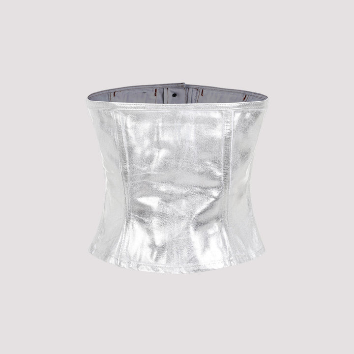 Ganni Foil Corsage Denim Top Women