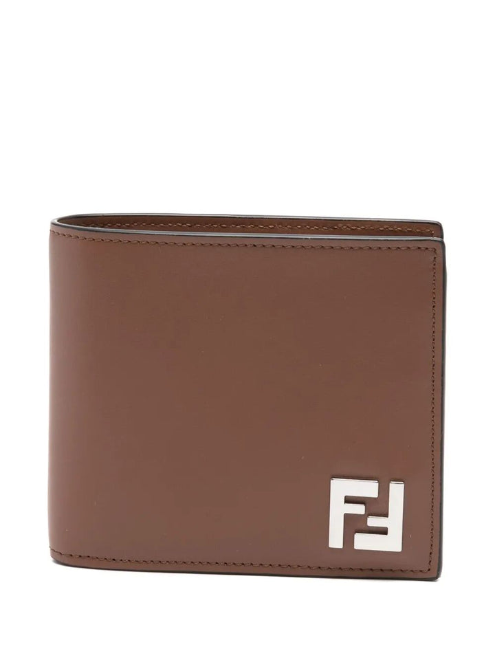 Fendi Men Leather And Ff Canvas Compact Bi-Fold Wallet