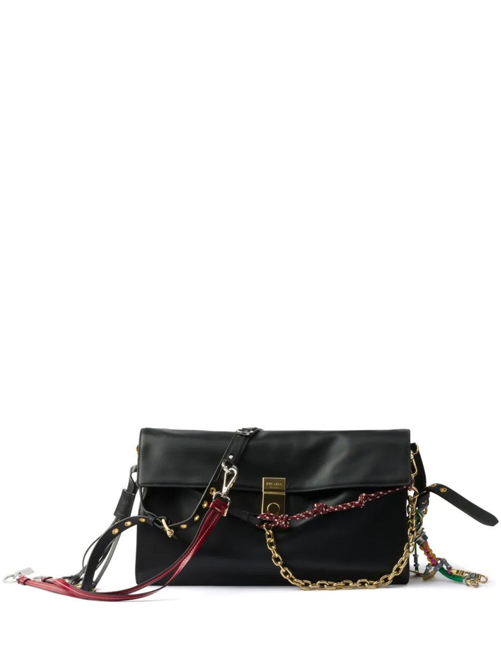 Prada Women Prada Soft Sound Large Leather Shoulder Bag With Charms