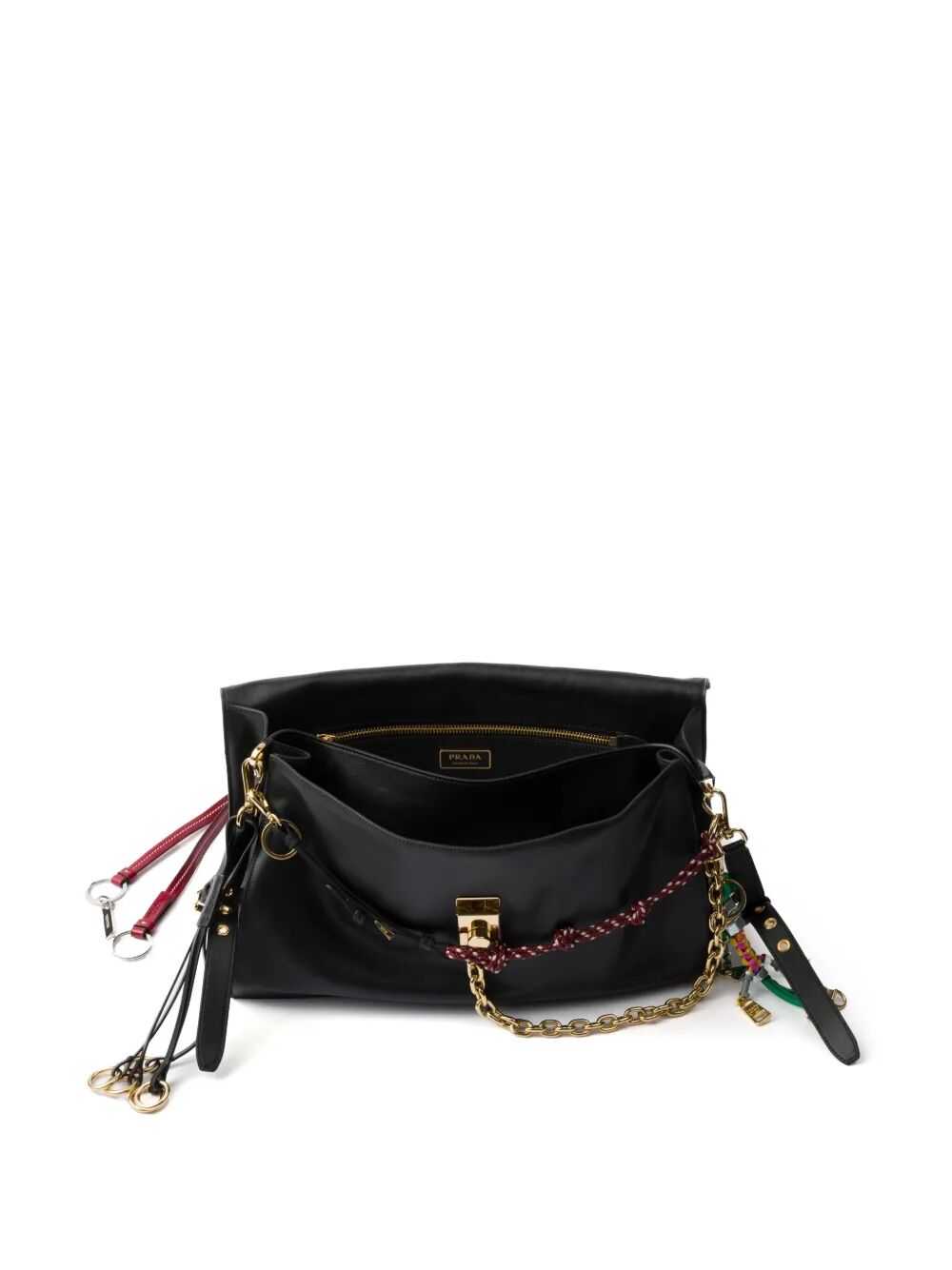 Prada Women Prada Soft Sound Large Leather Shoulder Bag With Charms