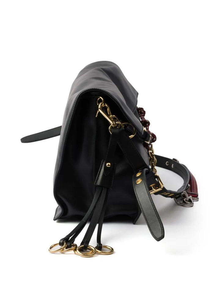 Prada Women Prada Soft Sound Large Leather Shoulder Bag With Charms