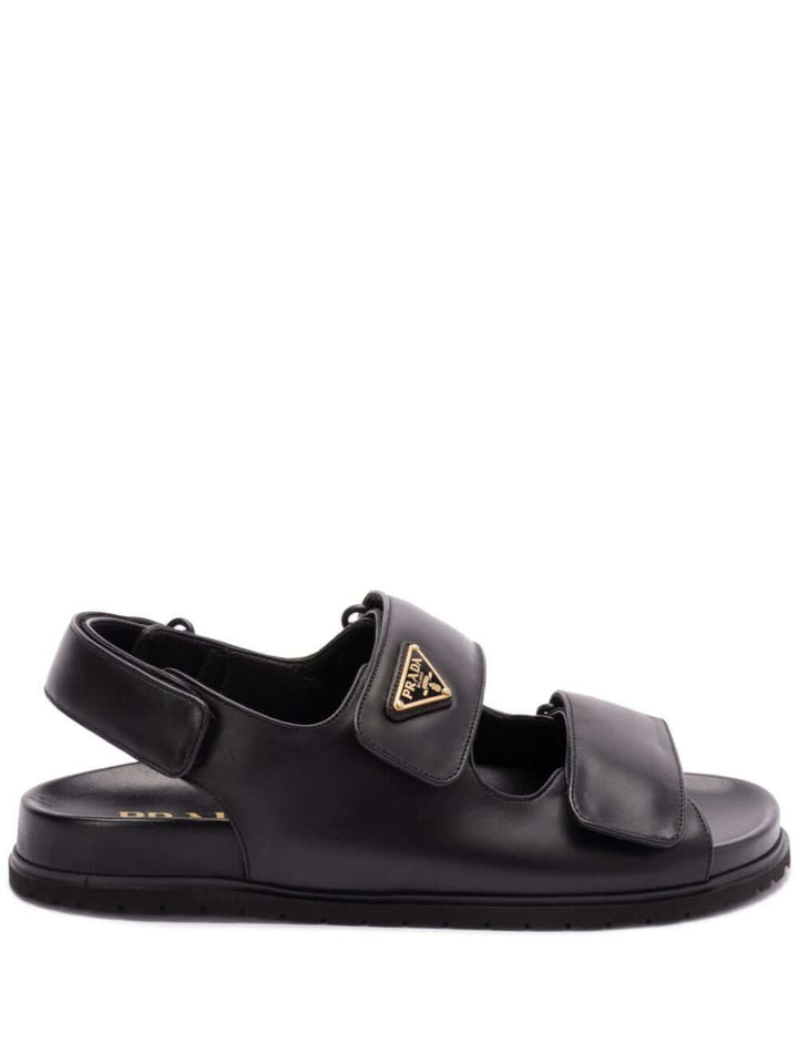 Prada Women Touch-Strap Leather Sandals