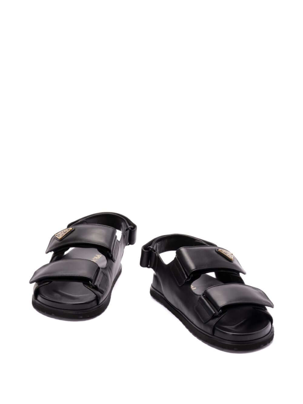 Prada Women Touch-Strap Leather Sandals