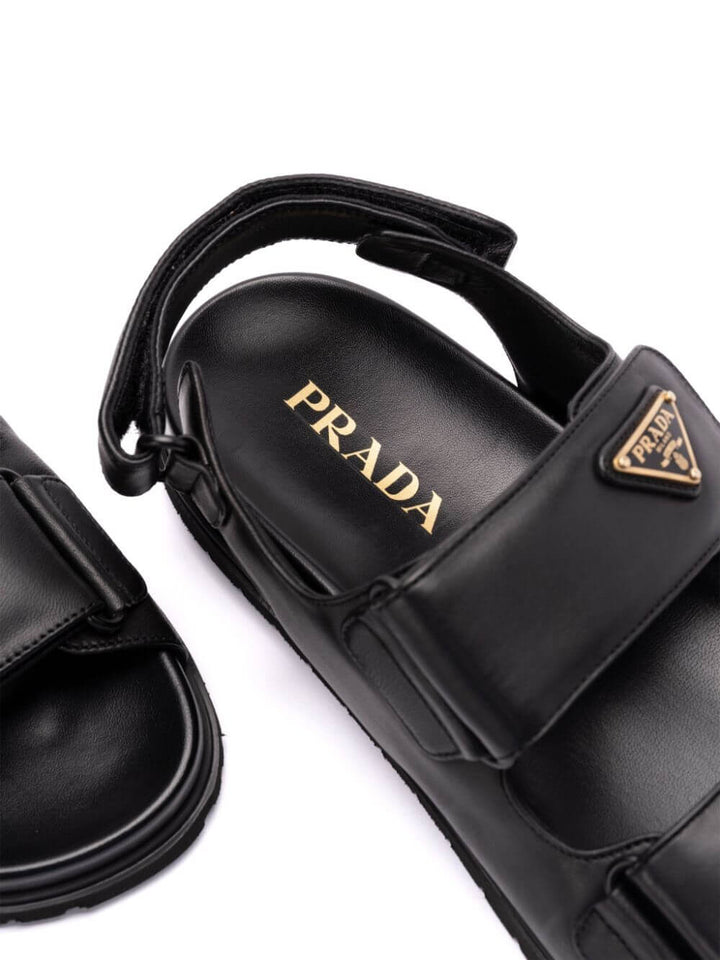 Prada Women Touch-Strap Leather Sandals
