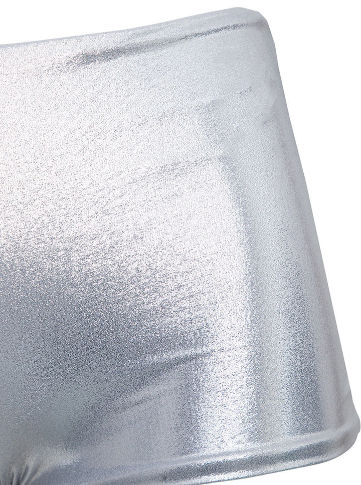 Saint Laurent Women Laminated Jersey Mini Shorts