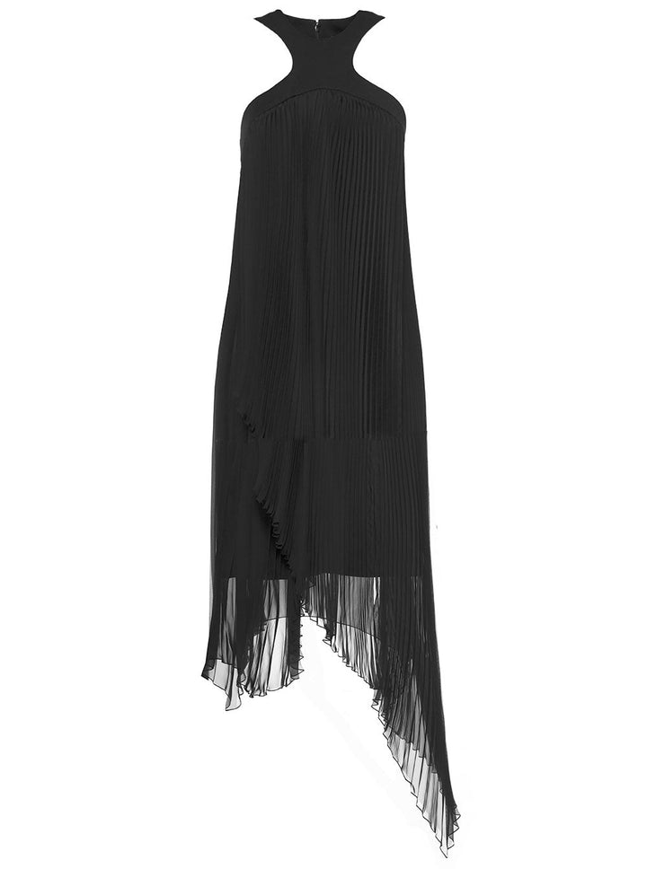Givenchy Women Black Pleated Dress With Asymmetrical Bottom