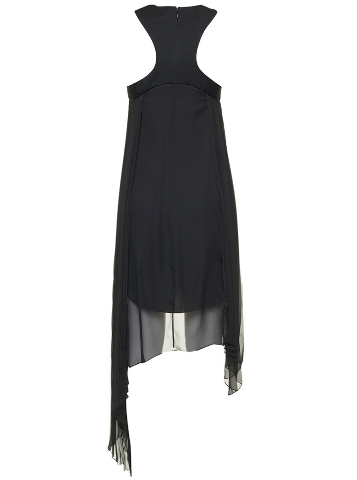 Givenchy Women Black Pleated Dress With Asymmetrical Bottom