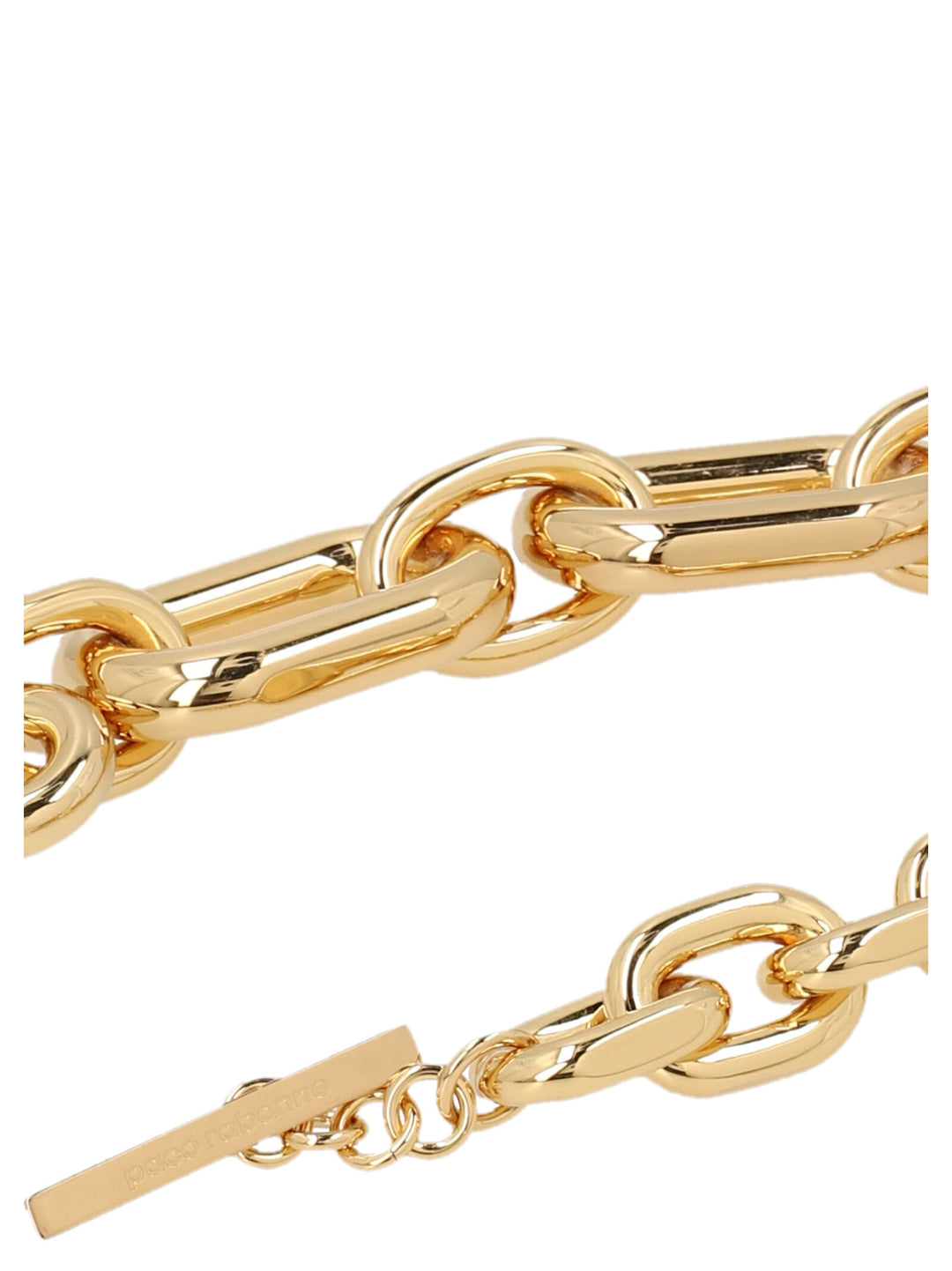 Gold chain bracelet on a white background