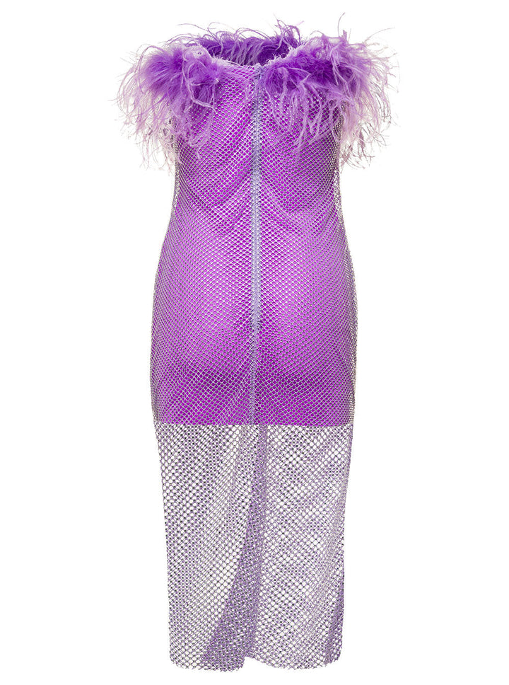 Giuseppe Di Morabito Women Mini Purple Dress With Feather Trim And Rhinestone Embellishment In Polyamide Woman