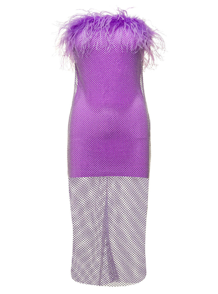 Giuseppe Di Morabito Women Mini Purple Dress With Feather Trim And Rhinestone Embellishment In Polyamide Woman