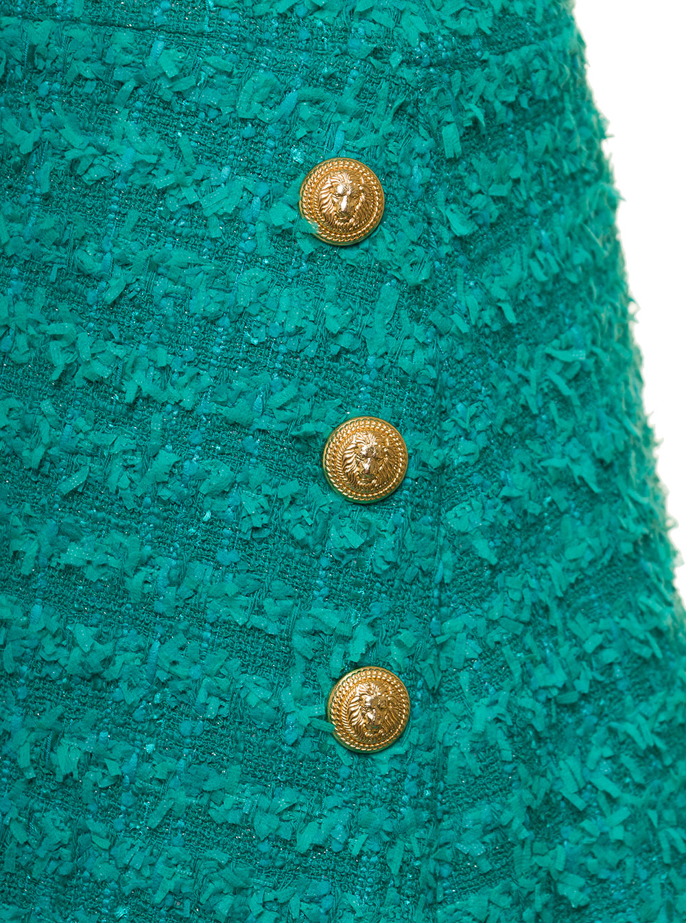Balmain Women Green Shorts High Waist With Pinces And Fringed Hem In Tweed Woman