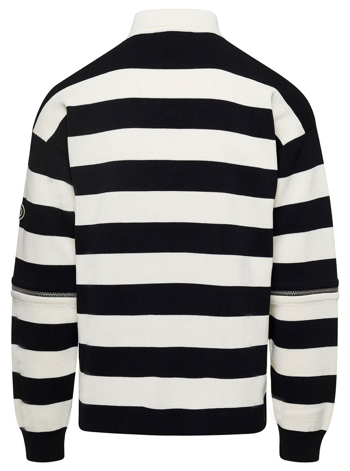 Gucci Men Striped Black And White Knit Polo With Detachable Sleeves In Cotton Man