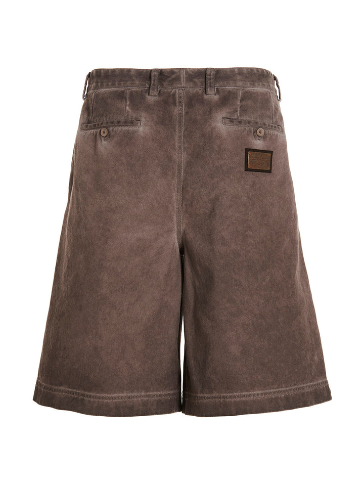 Dolce &amp; Gabbana Logo Plaque Denim Bermuda Shorts