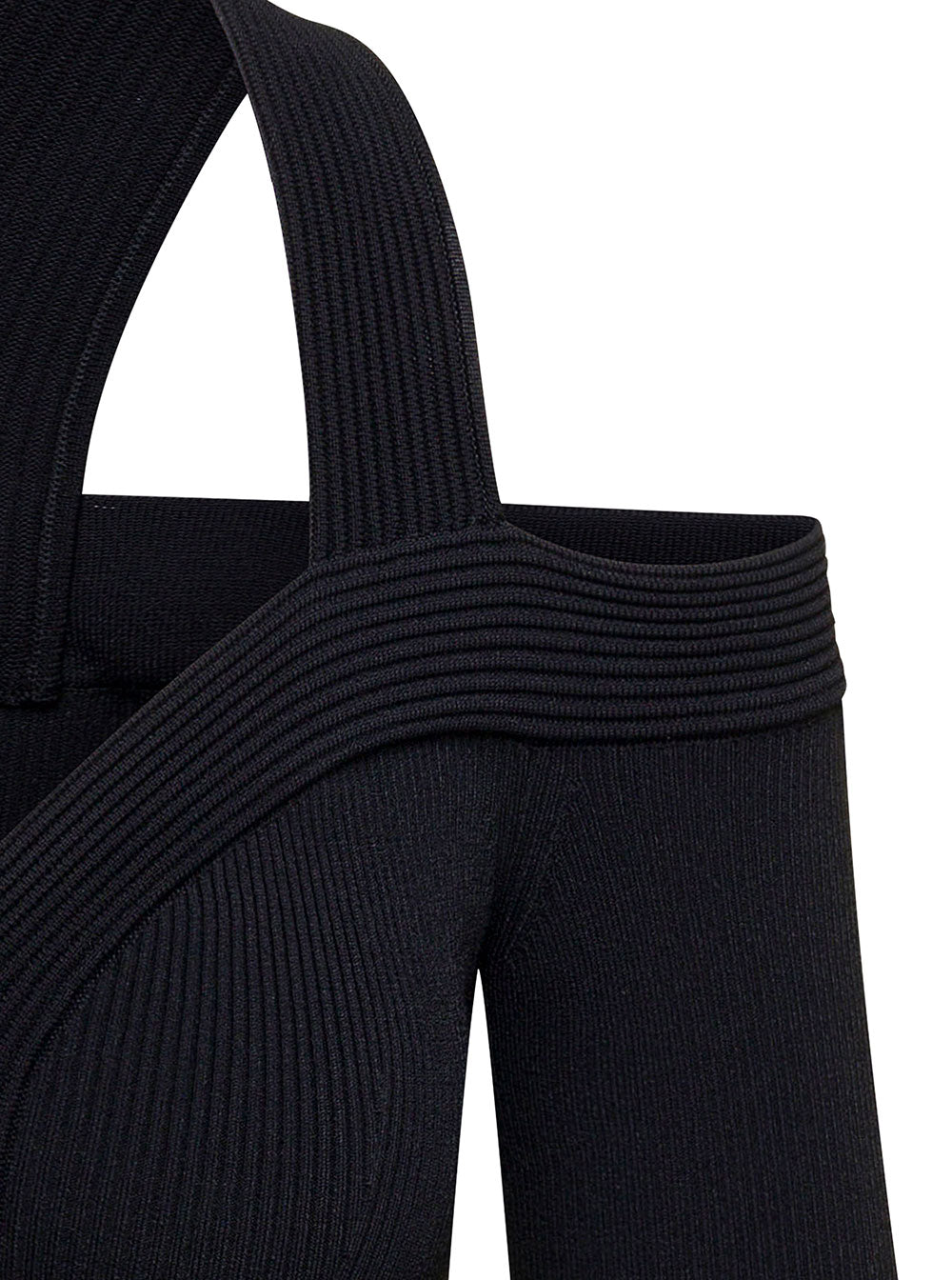 Alexander Mcqueen Women Black Cropped Top With Cut-Out Details Black In Jersey Stretch Woman