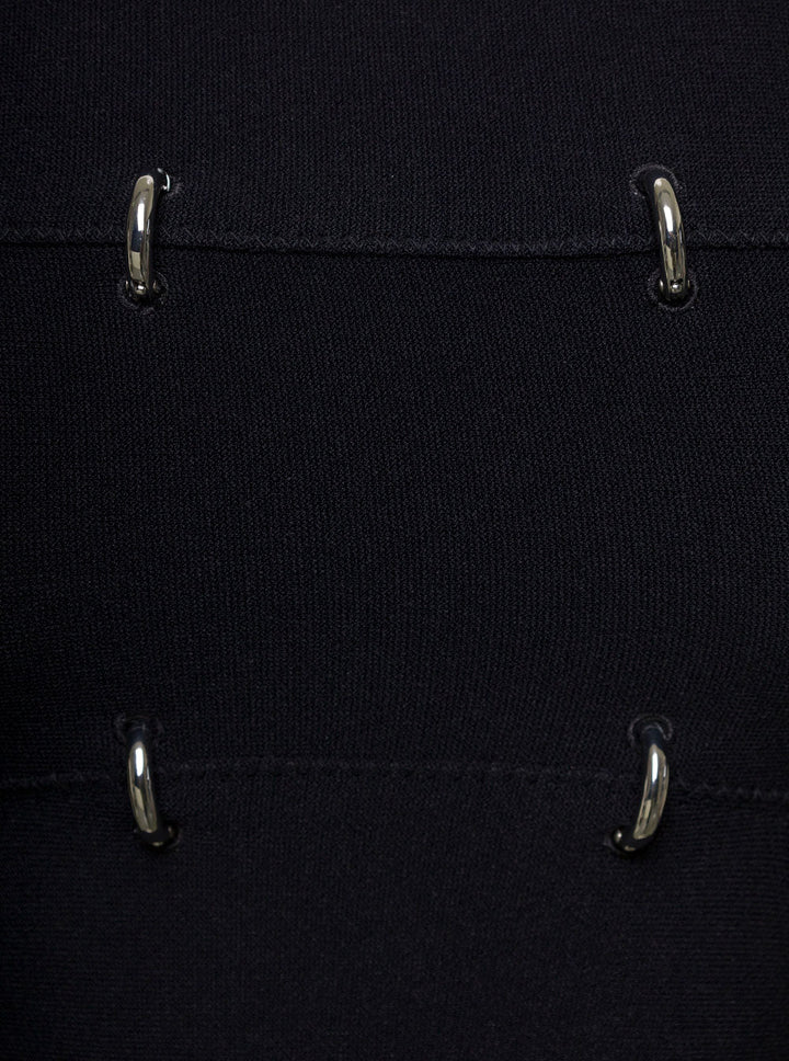 Alexander Mcqueen Women Black Off-The-Shoulders Top With Cut-Out And Metal Rings In Viscose Blend Woman