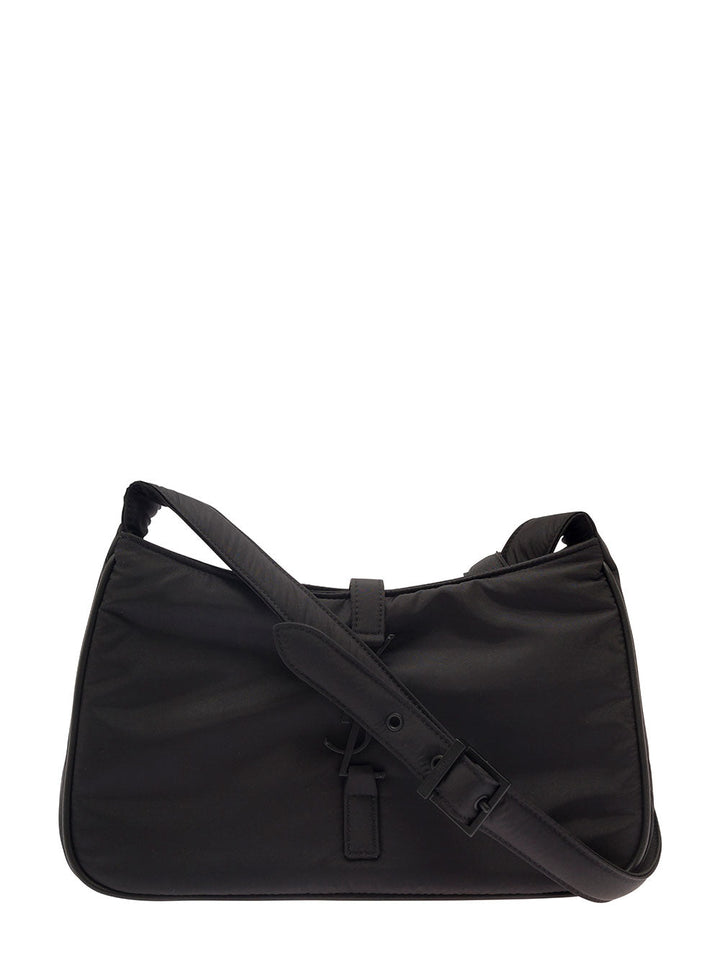 Saint Laurent Men 'Le 5 À 7' Black Shoulder Bag With Cassandre Fastening In Recycled Nylon Man