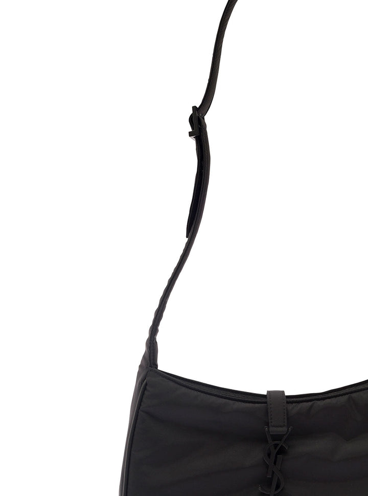 Saint Laurent Men 'Le 5 À 7' Black Shoulder Bag With Cassandre Fastening In Recycled Nylon Man