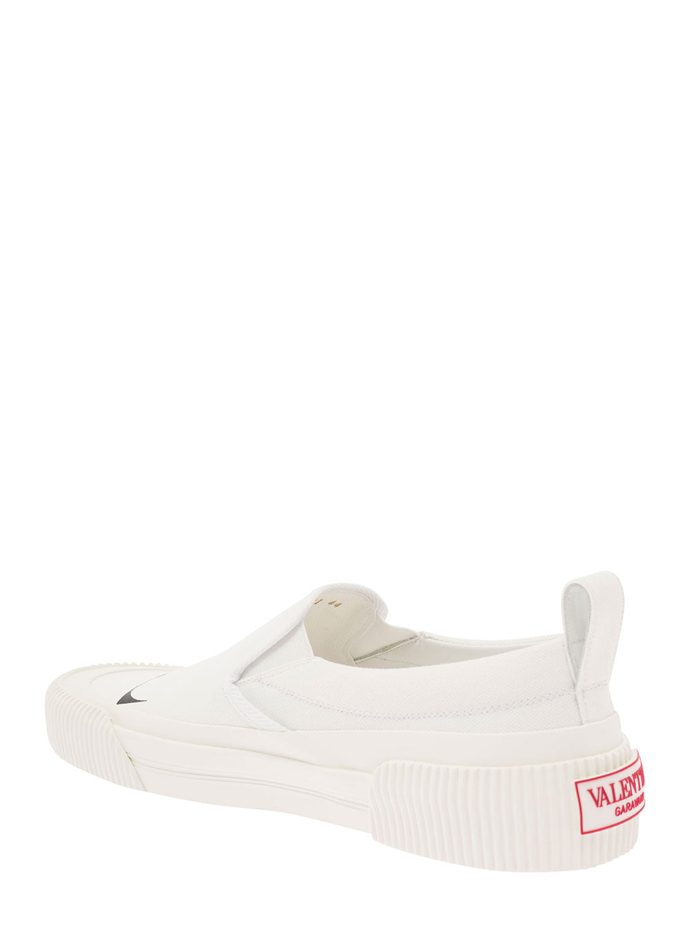 Valentino Garavani Men White Slip-On Sneakers With Vltn Print In Canvas Man