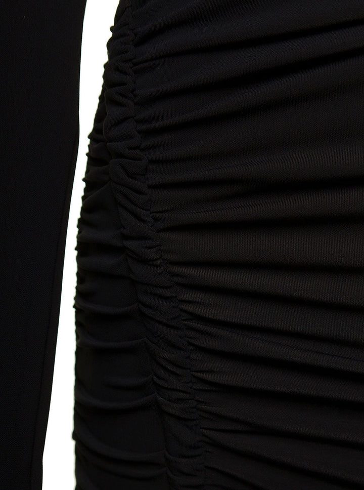 Off-White Women Mini Asymmetric Black Dress With Cut-Out And Ruffle Detail In Viscose Stretch Woman