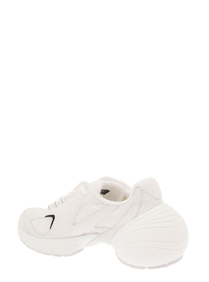 Givenchy Men 'Tk-Mx' White Low Top Sneakers With Side Logo Print In Mesh And Faux Leather Man