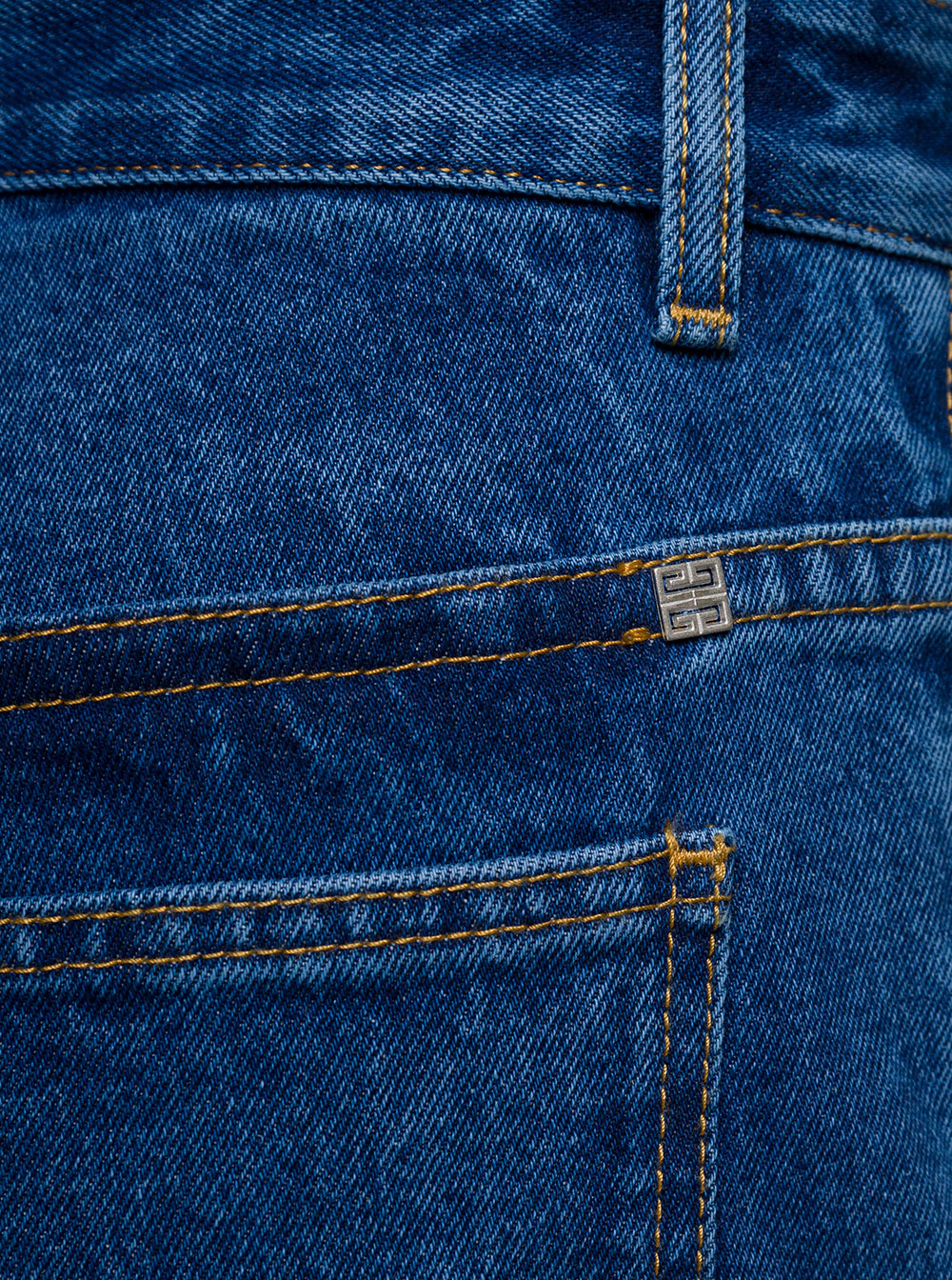 Givenchy Men Blue Jeans With Zip And Rips Details In Cotton Denim Man