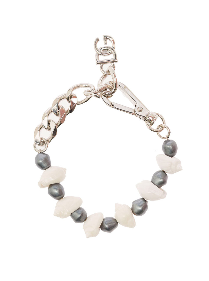 Dolce &amp; Gabbana Women Silver-Colored Bracelet With Shell And Logo Charm In Brass Woman