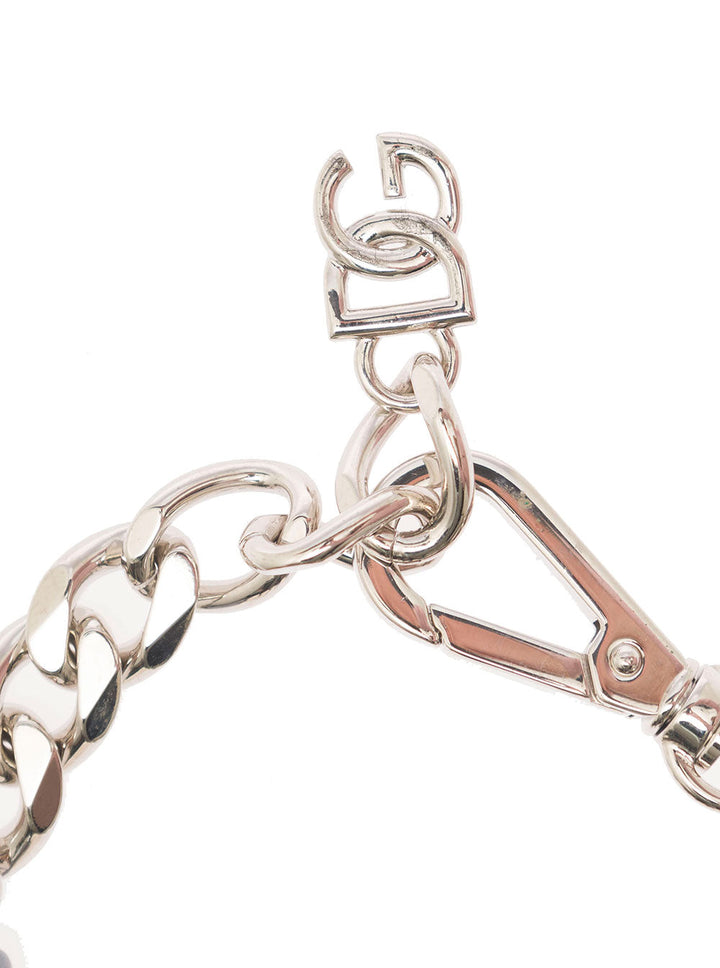 Dolce &amp; Gabbana Women Silver-Colored Bracelet With Shell And Logo Charm In Brass Woman