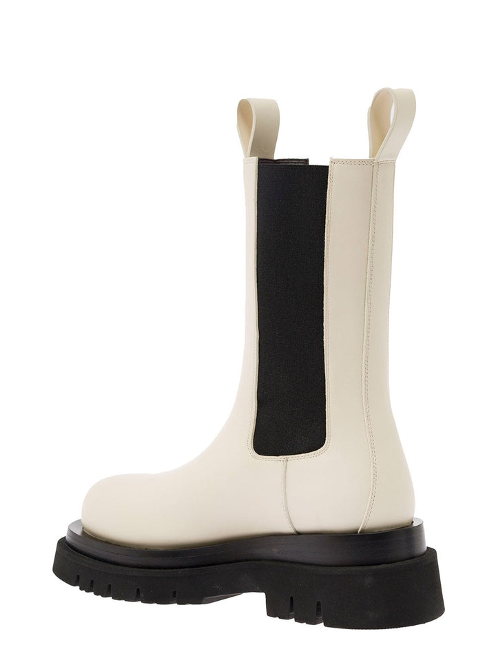 Bottega Veneta Women 'Bv Lug' White Boots With Contrasting Multi-Layered Sole In Leather Woman