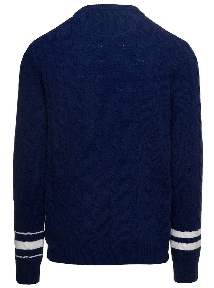 Valentino Men Contrasting Blue Patch 'Vlogo' In Virgin Wool Man