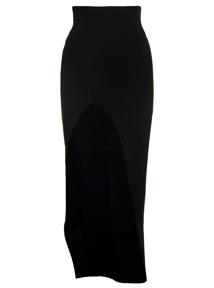 Rick Owens Women 'Theresa' Maxi Black Skirt With Wide Split At The Front In Viscose Blend Woman