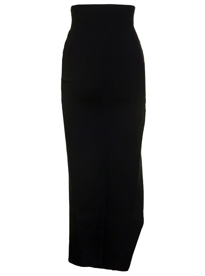 Rick Owens Women 'Theresa' Maxi Black Skirt With Wide Split At The Front In Viscose Blend Woman