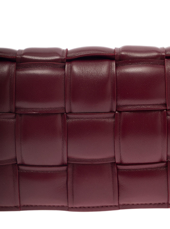 Bottega Veneta Women 'Small Padded Cassette'  Bordeaux Crossbody Bag In Intreccio Nappa Leather Woman