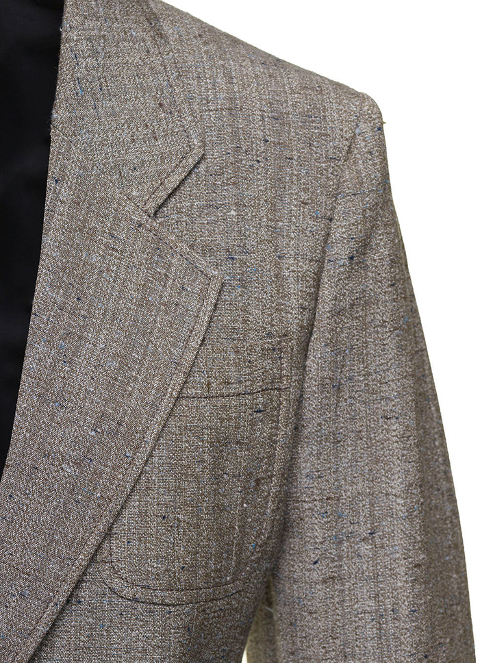 Bottega Veneta Women Grey Single-Breasted Slim-Fitted Jacket With Single Button In Viscose Blend Woman