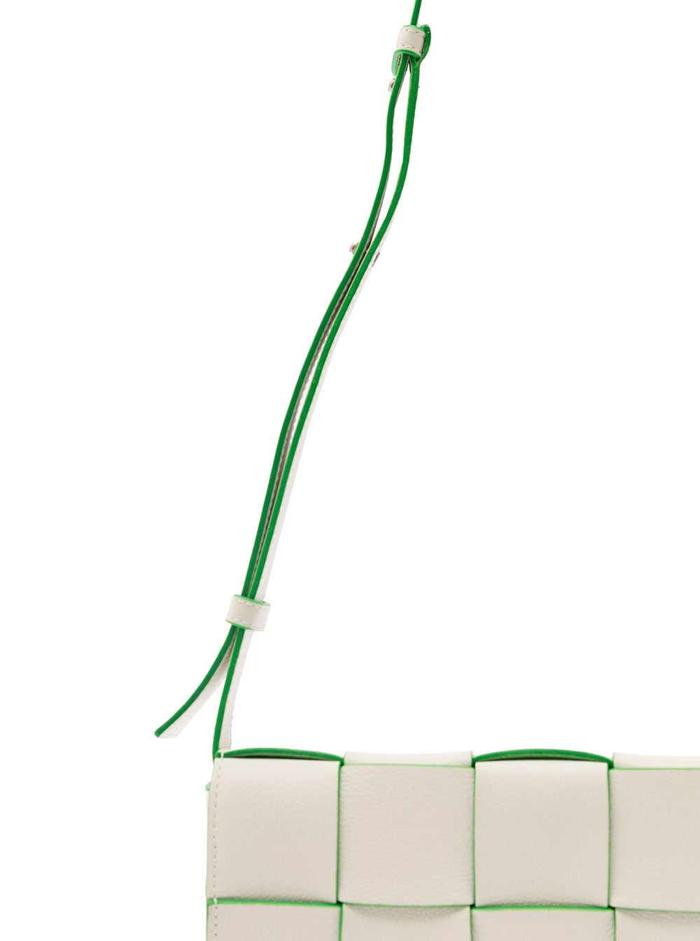 Bottega Veneta Women 'Cassette Fun L' White And Green Crossbody Bag In Intreccio Nappa Leather Woman