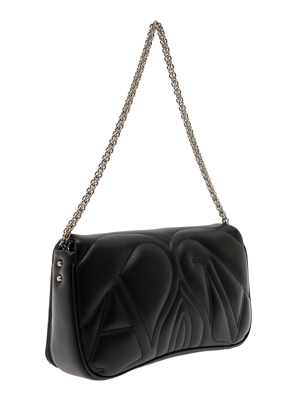 Alexander Mcqueen Women 'The Seal' Black Shoulder Bag With Seal Detail In Matelassé Leather Woman